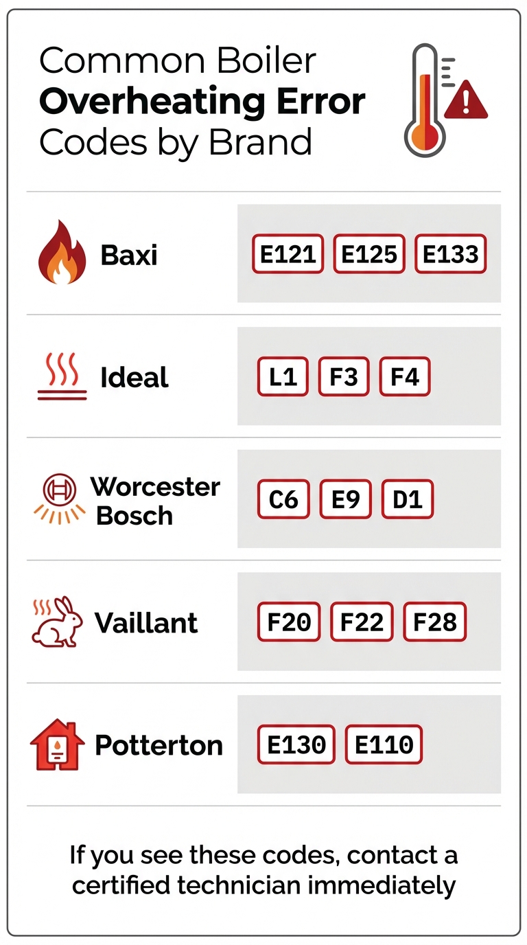 Boiler Overheating Error Codes by Brand - Quick Reference Guide