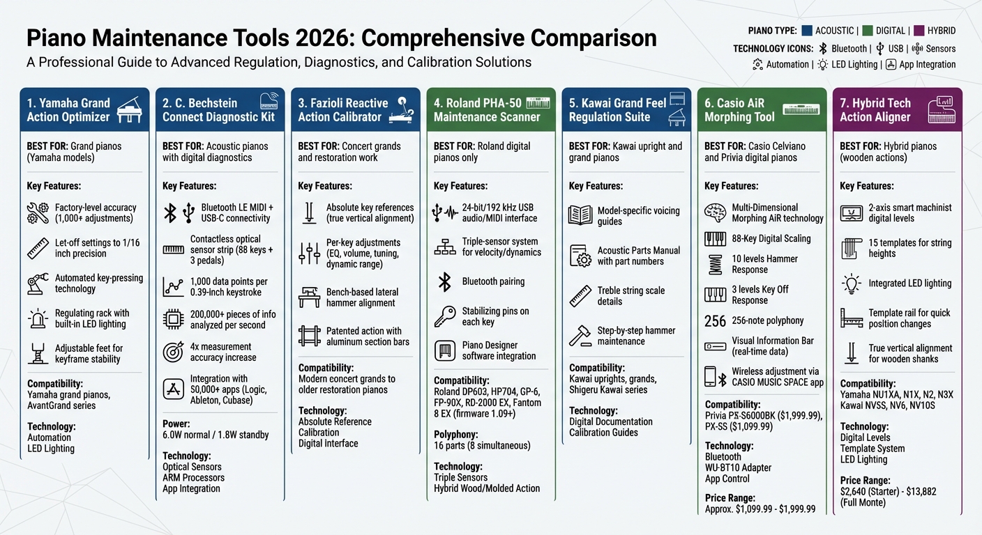 2026 Piano Maintenance Tools Comparison: Features, Prices, and Compatibility