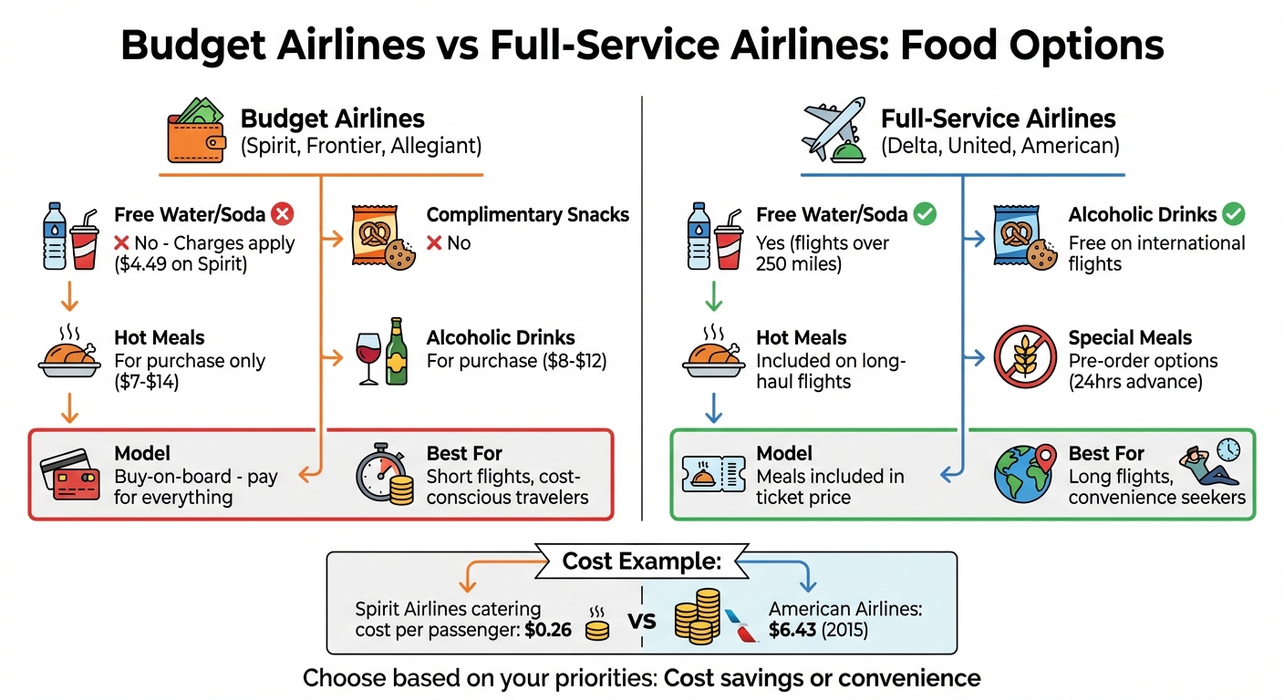 Budget vs Full-Service Airlines Food Options Comparison