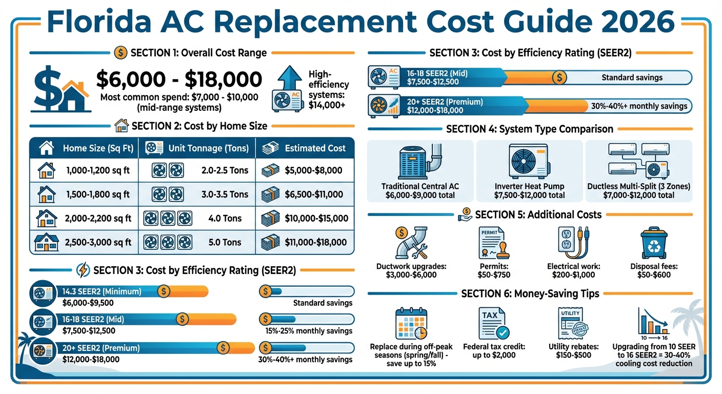 AC Replacement Cost Breakdown by Home Size and Efficiency Rating in Florida 2026