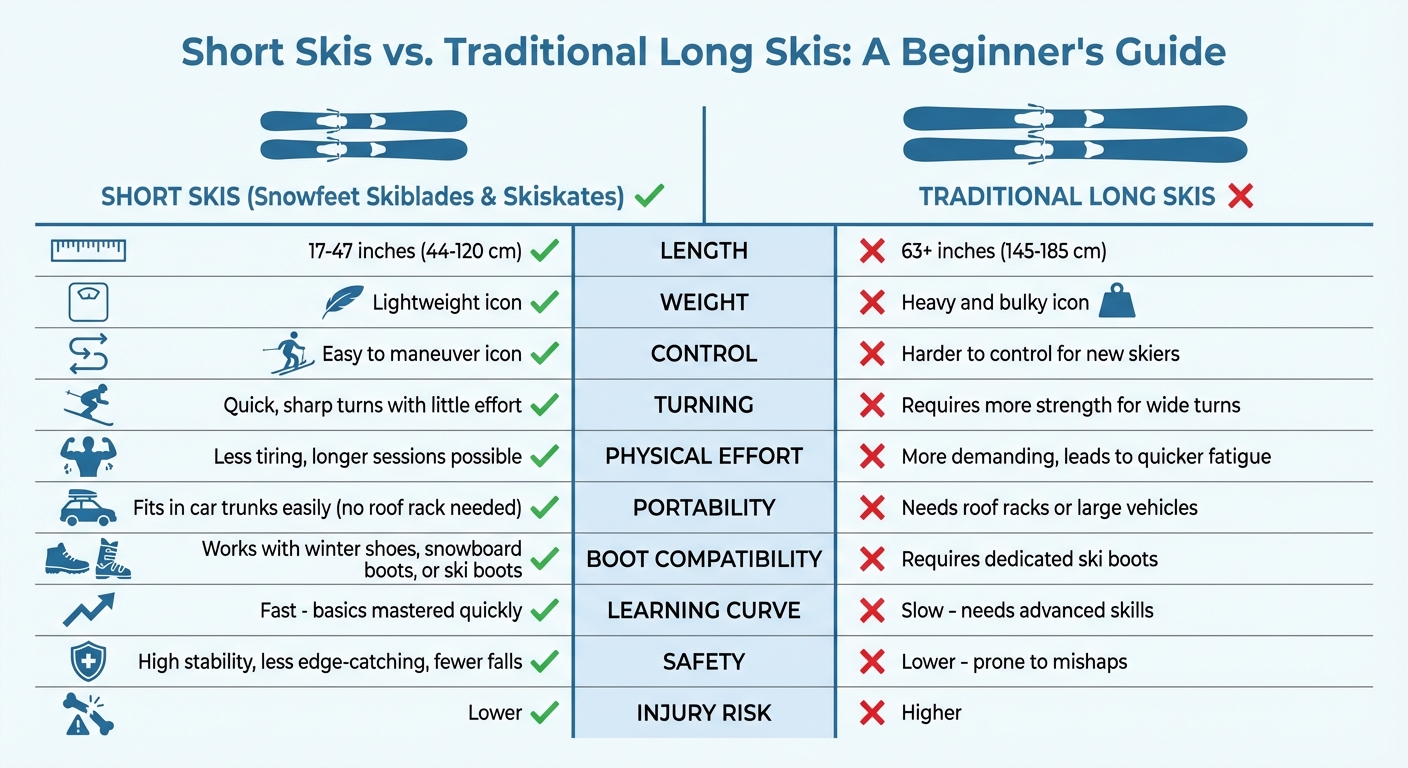 Short Skis vs Long Skis Comparison for Beginners