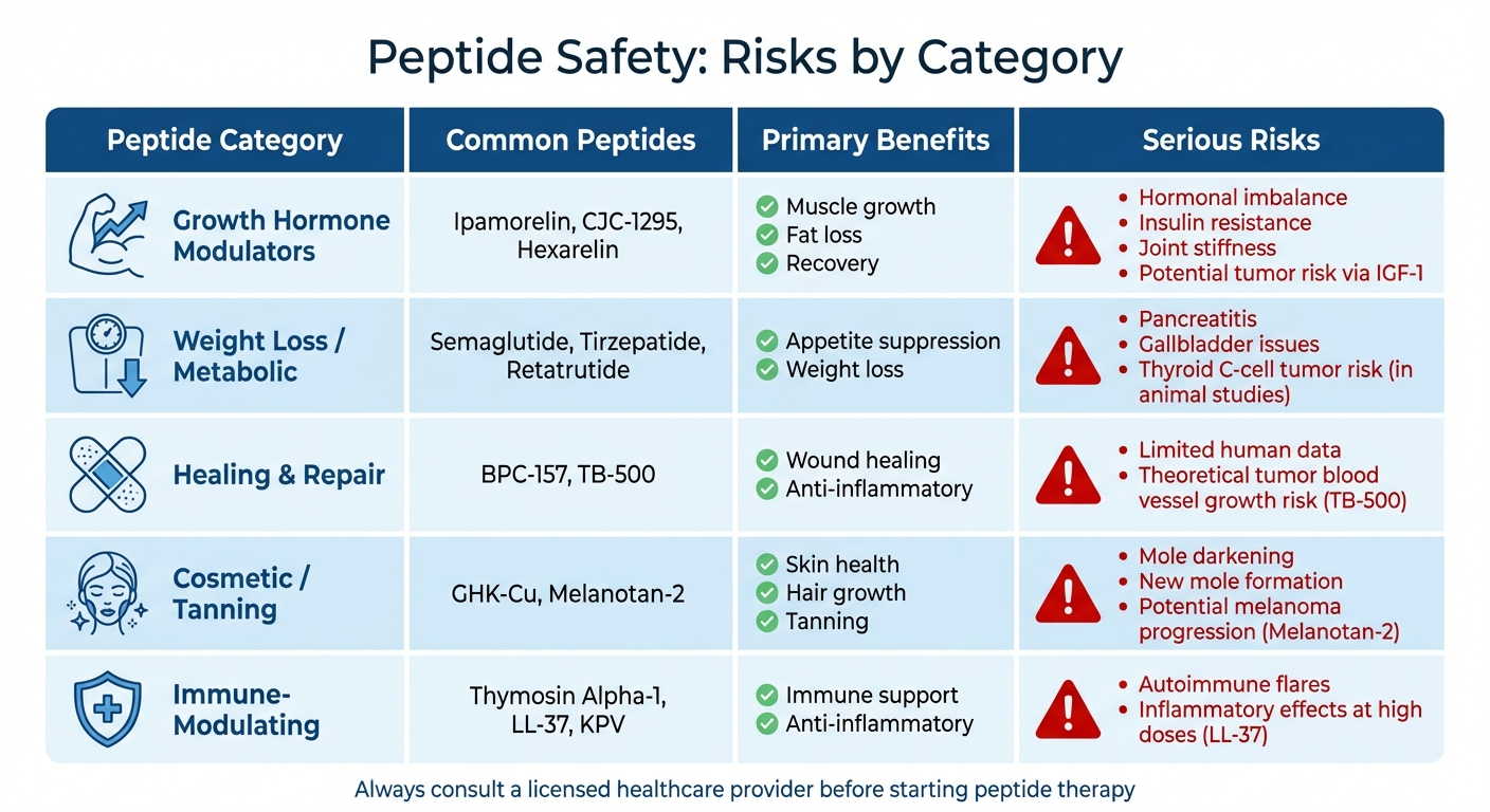 Peptide Safety Risks by Category: Benefits and Serious Side Effects Comparison