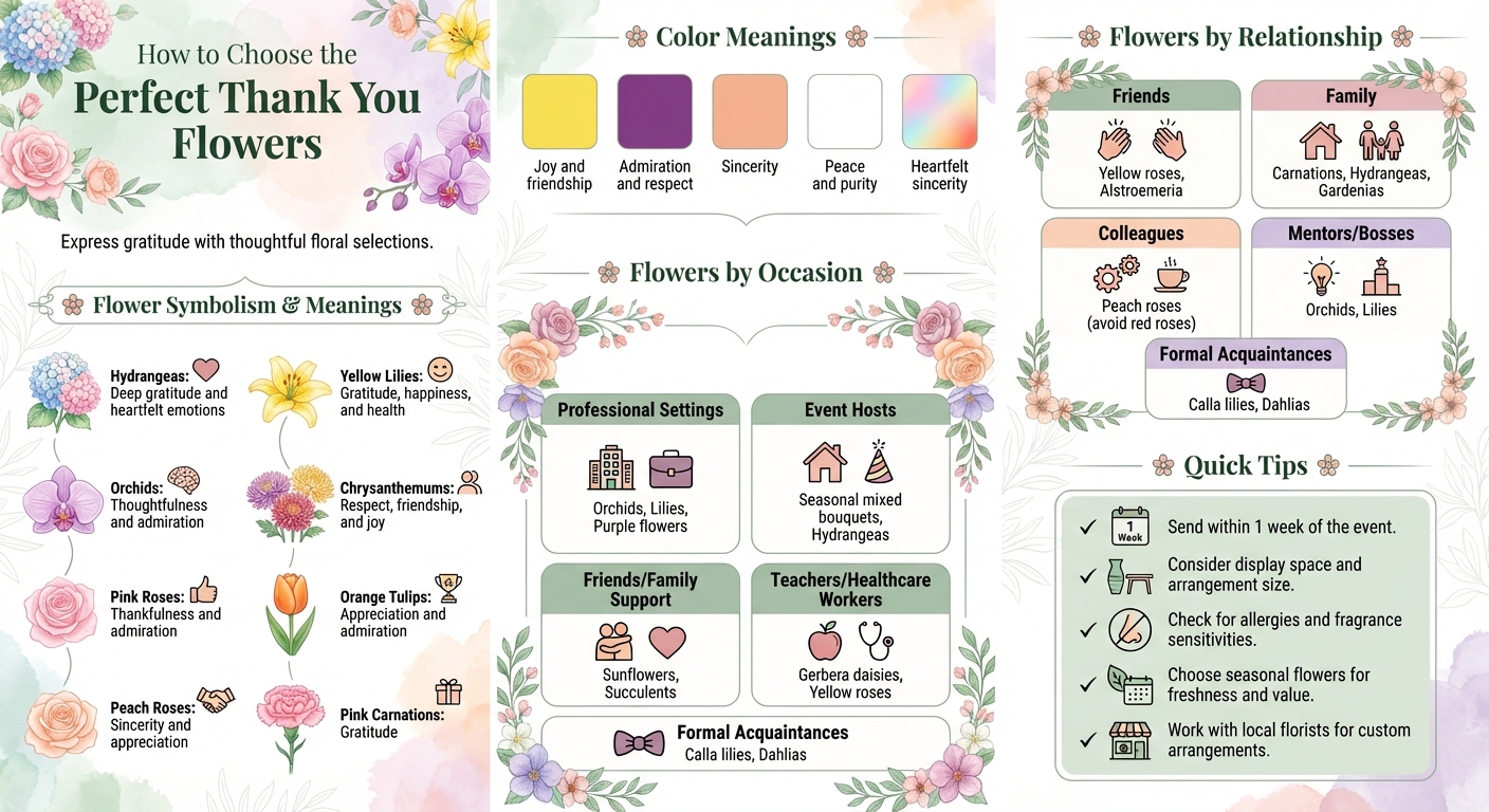 Guide to Choosing Thank You Flowers by Occasion and Relationship