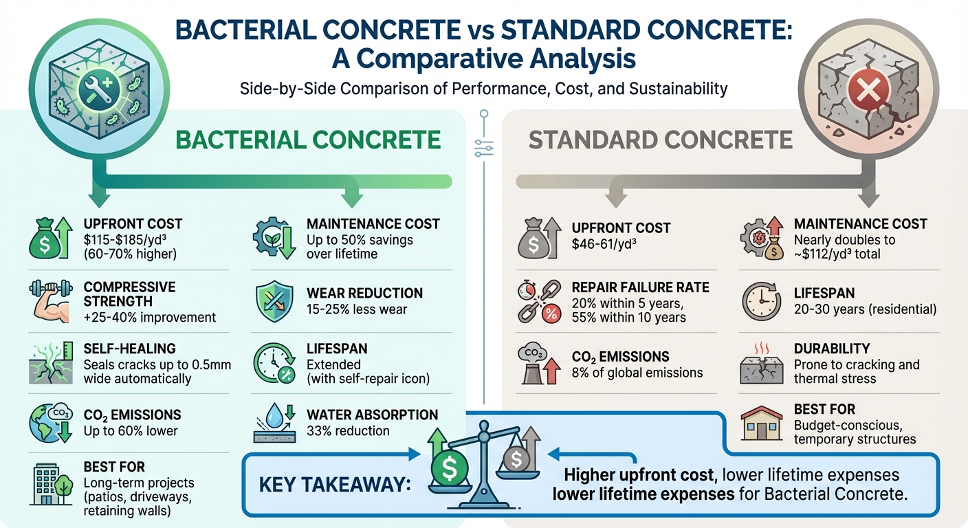 Bacterial Concrete vs Standard Concrete Cost and Performance Comparison