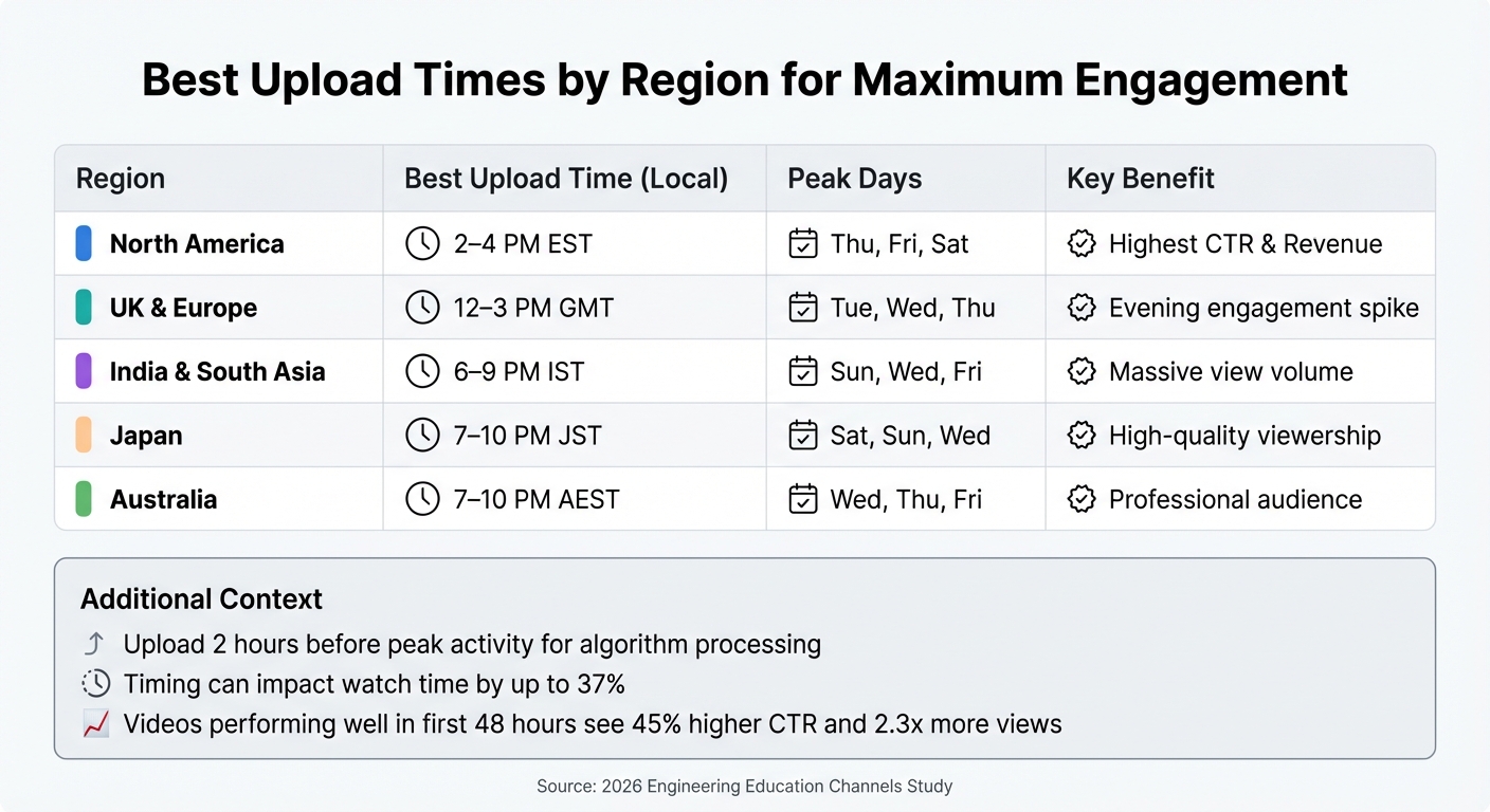 Best YouTube Upload Times by Region for Maximum Watch Time