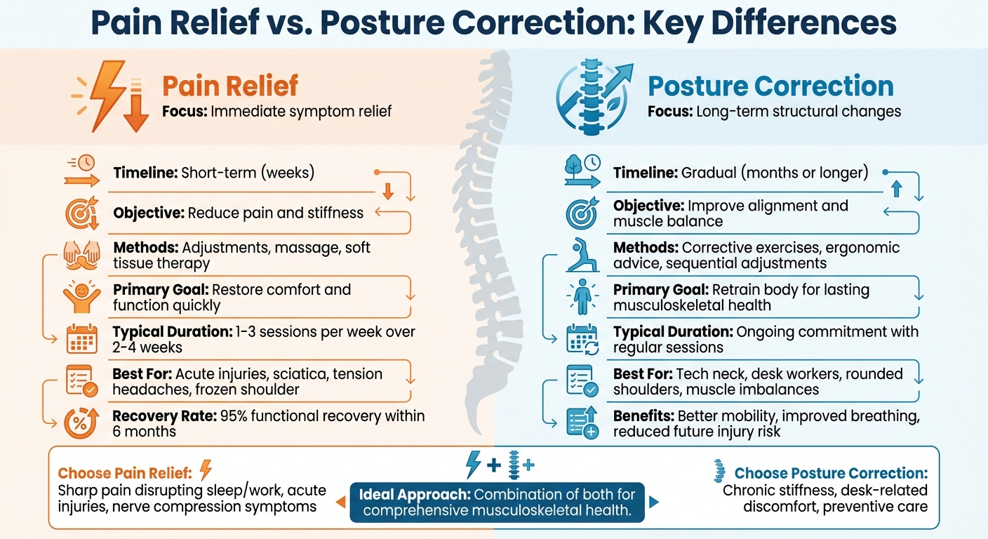 Pain Relief vs Posture Correction: Key Differences Comparison Chart