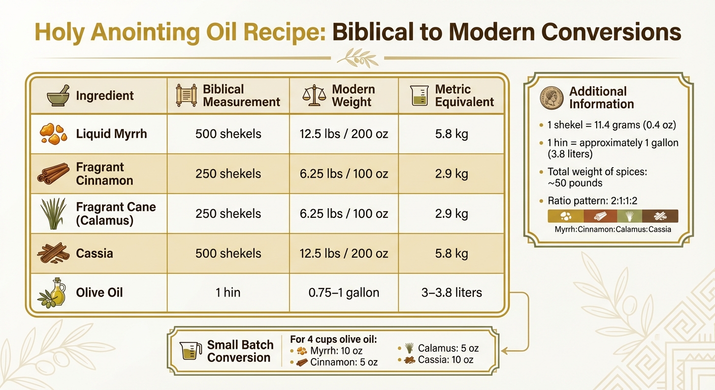 Holy Anointing Oil Ingredients: Biblical Measurements and Modern Conversions