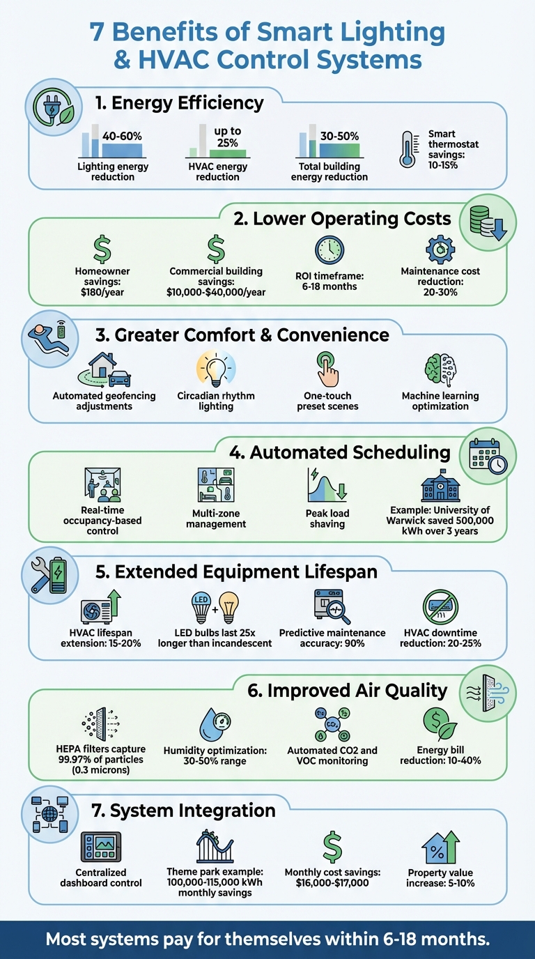 Smart Lighting and HVAC Systems: 7 Key Benefits with Energy Savings and Cost Data