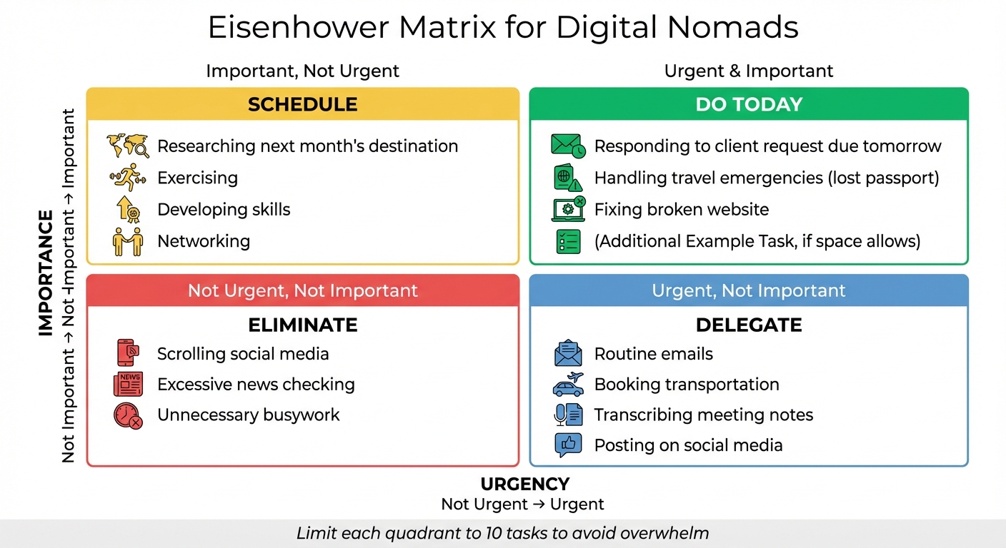 Eisenhower Matrix for Digital Nomad Task Prioritization