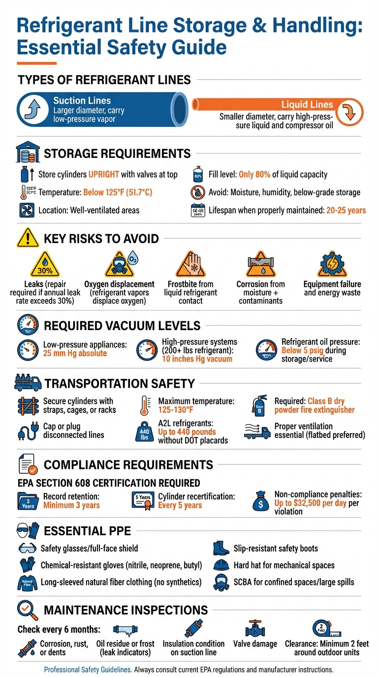 Refrigerant Line Storage and Handling Safety Requirements Guide