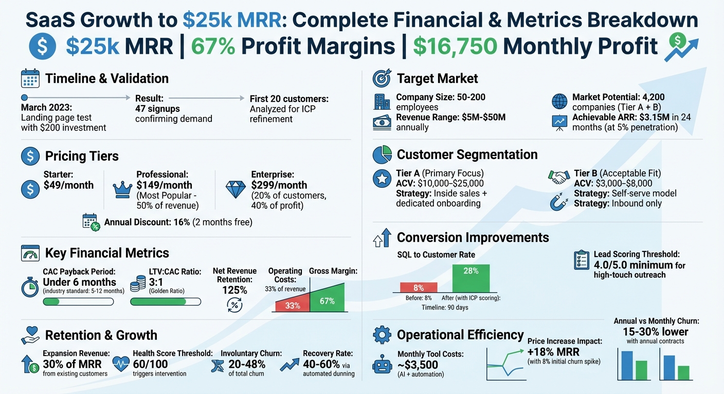 SaaS Growth to $25k MRR: Key Metrics and Financial Breakdown