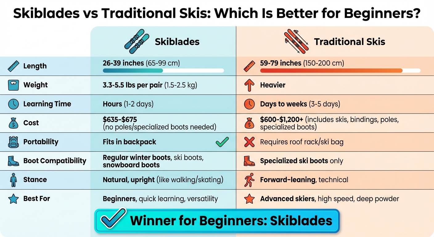 初心者向けSkibladesと伝統的なスキーの比較
