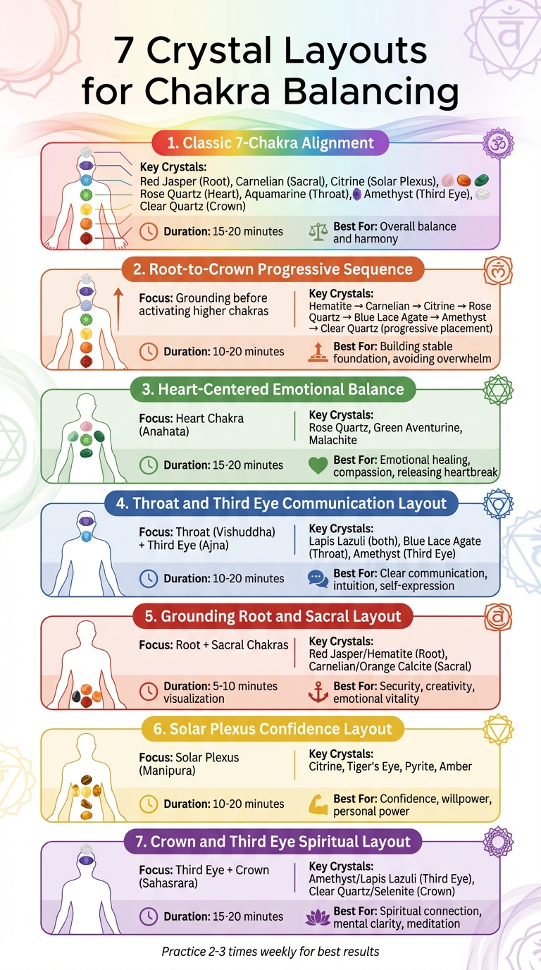 7 Crystal Chakra Layouts Quick Reference Guide