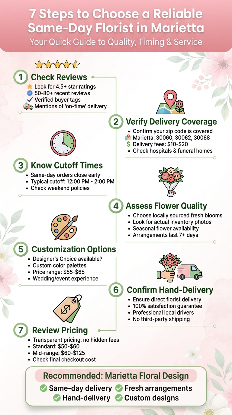 7-Step Checklist for Choosing a Reliable Same-Day Florist in Marietta