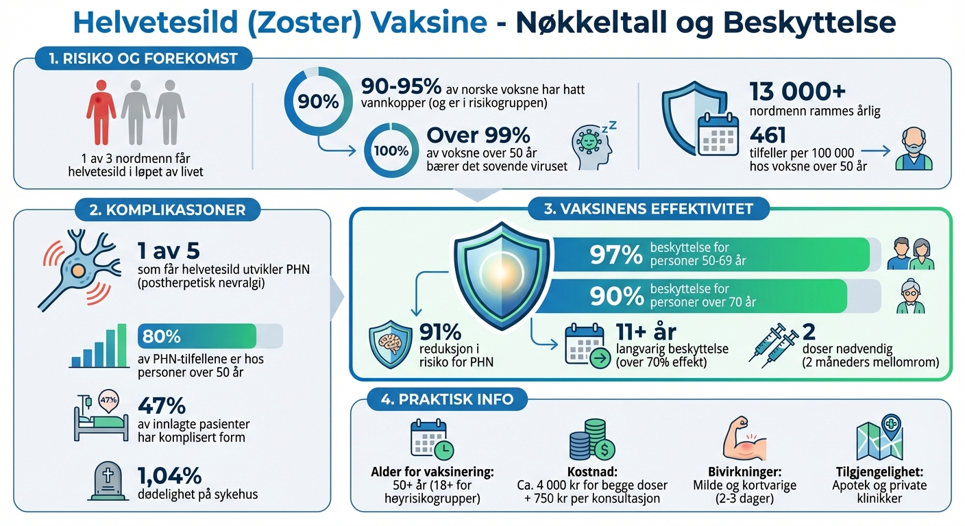 Shingrix vaksine: Beskyttelse, risiko og nøkkeltall for voksne over 50 år