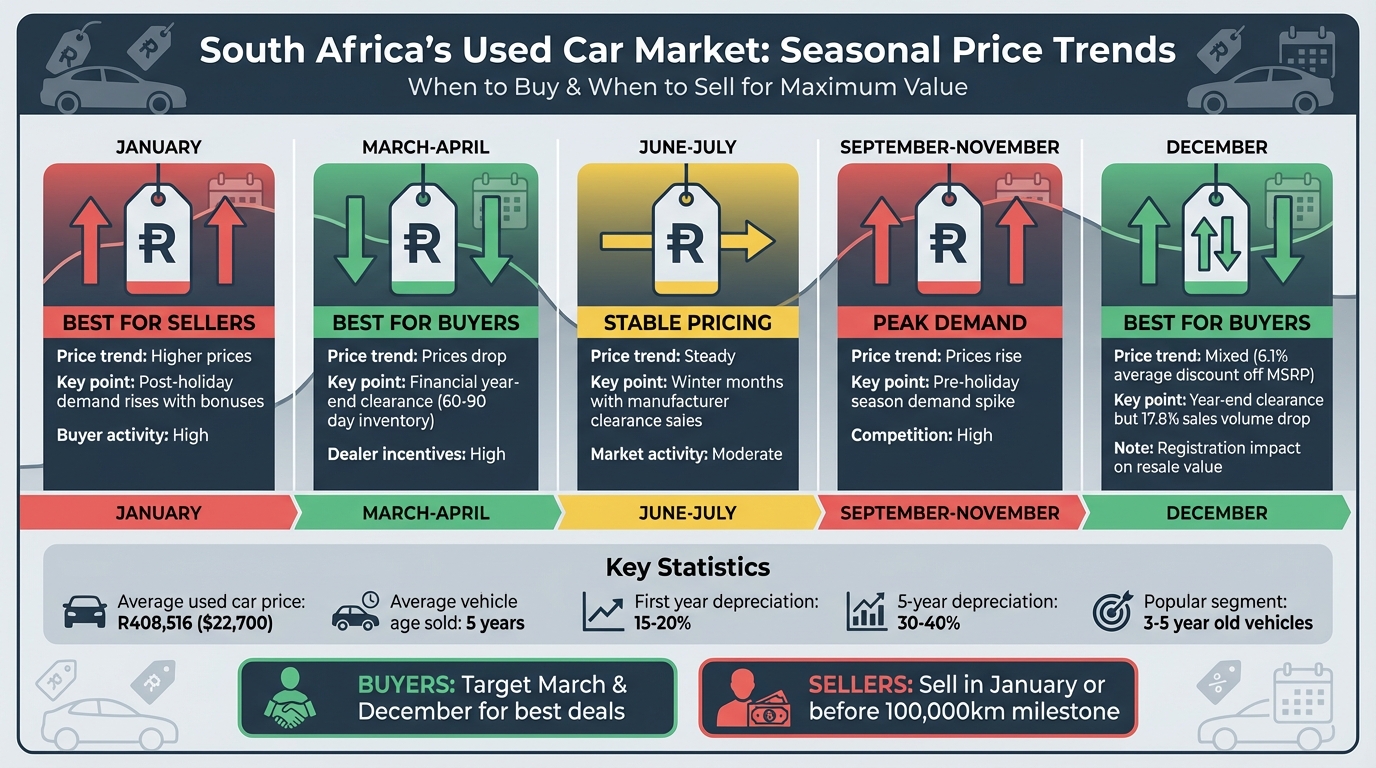 South Africa Used Car Price Trends by Month: Best Times to Buy and Sell