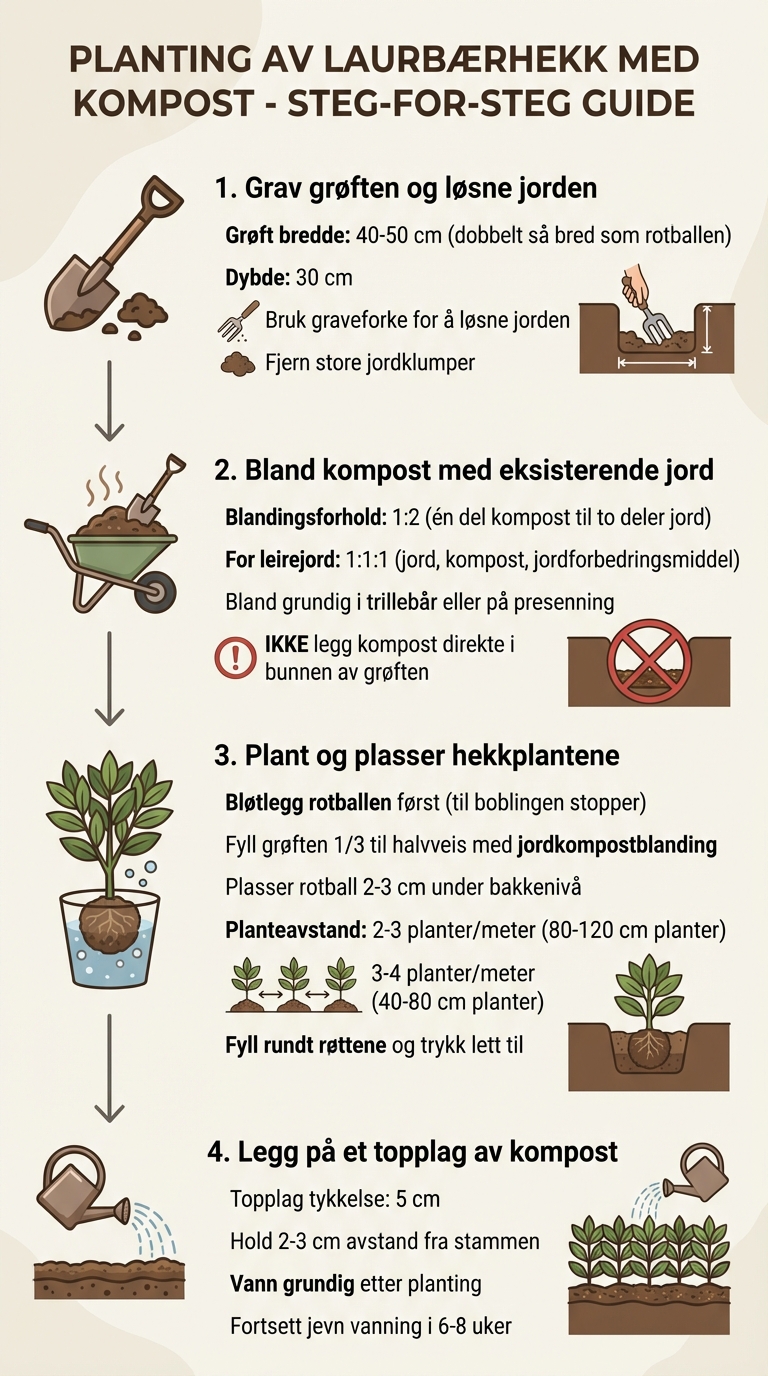 4-stegs guide til planting av laurbærhegg med kompost
