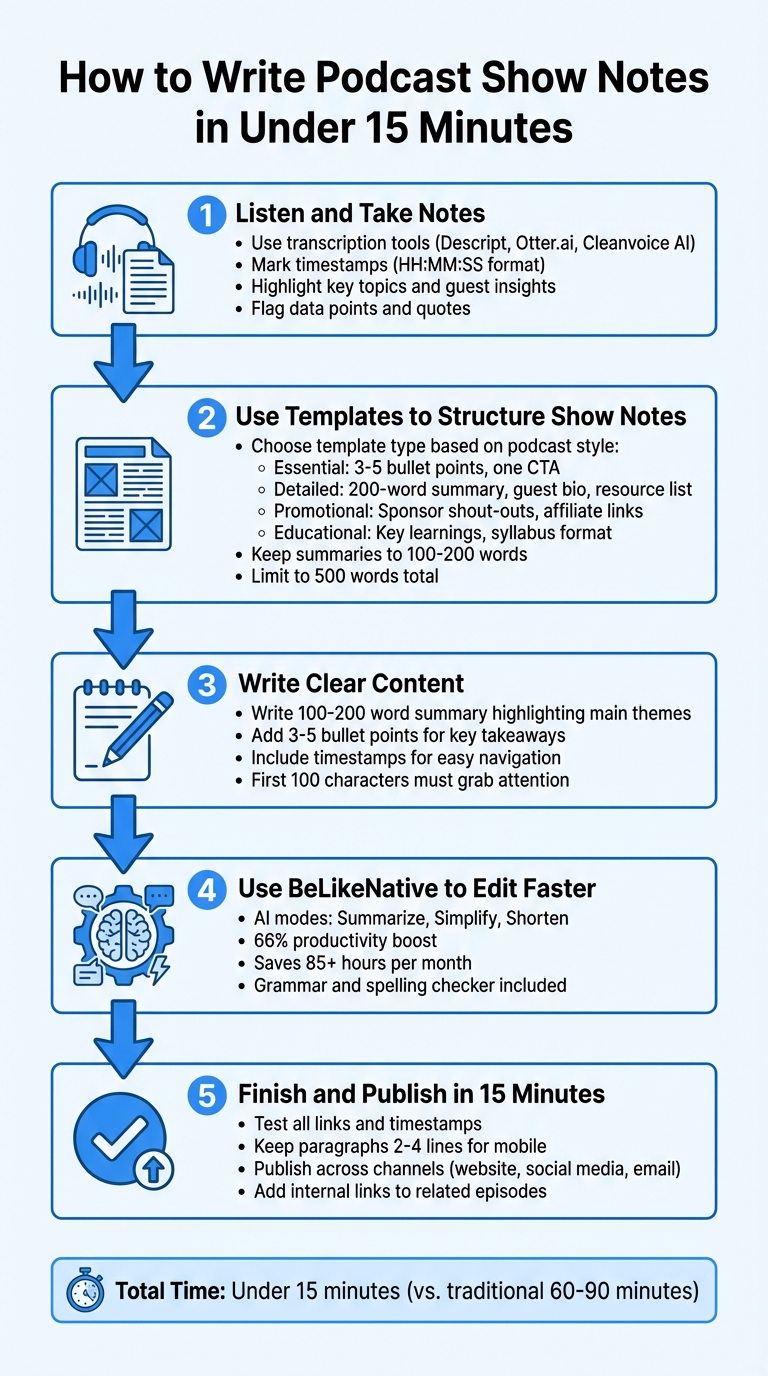 5-Step Workflow to Write Podcast Show Notes in Under 15 Minutes