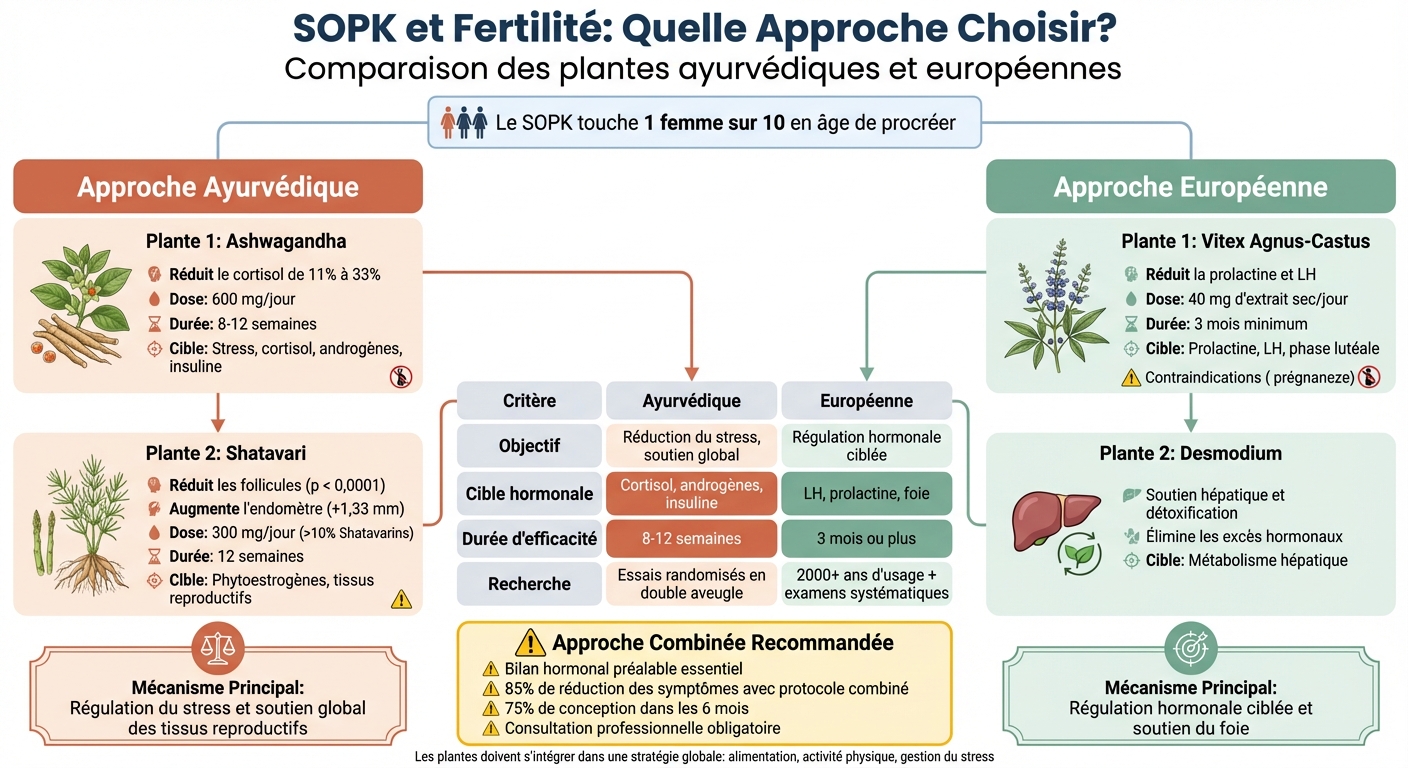 Comparaison des plantes ayurvédiques et européennes pour le traitement du SOPK
