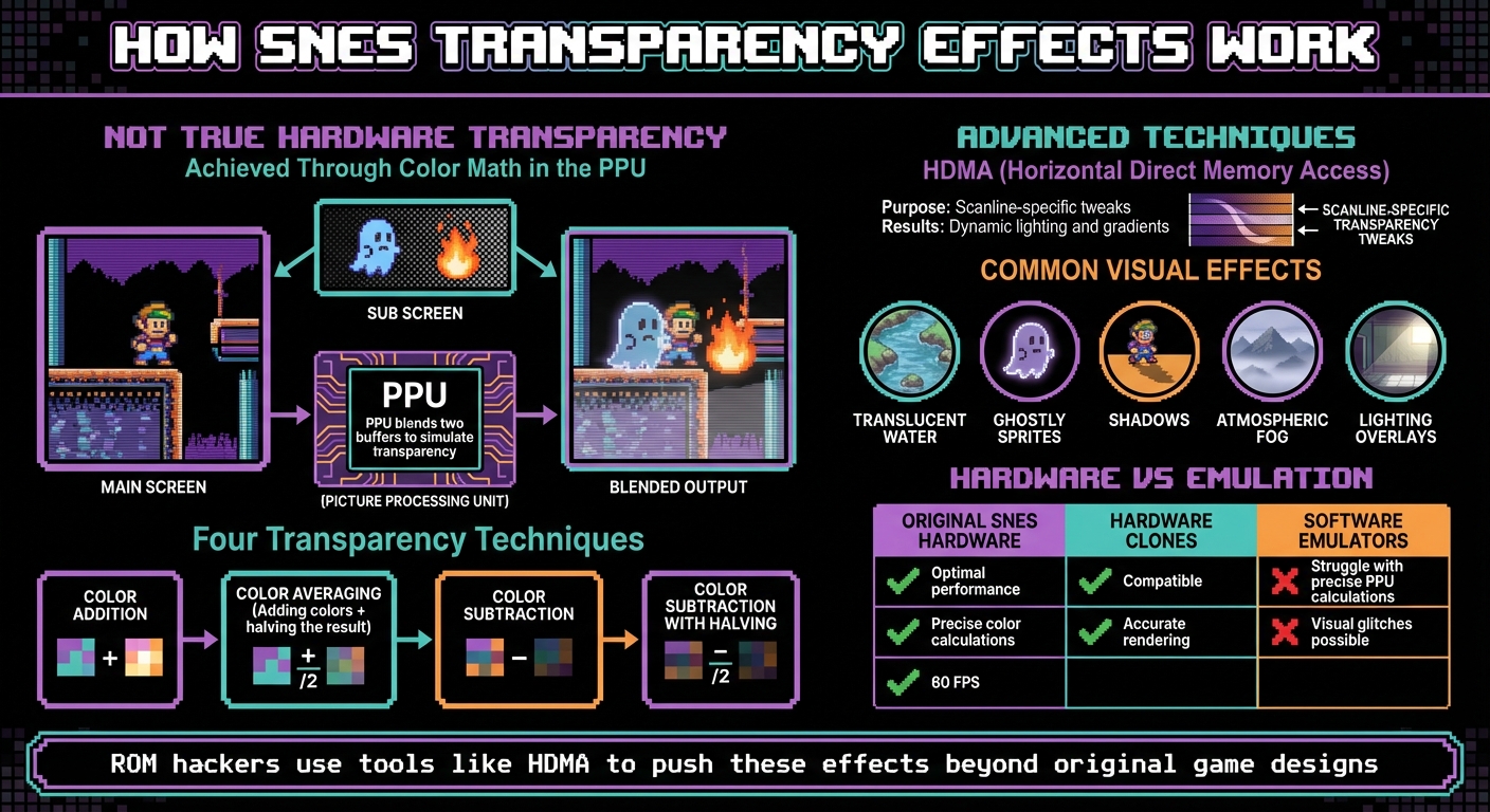 How SNES Transparency Effects Work: PPU Color Math Explained