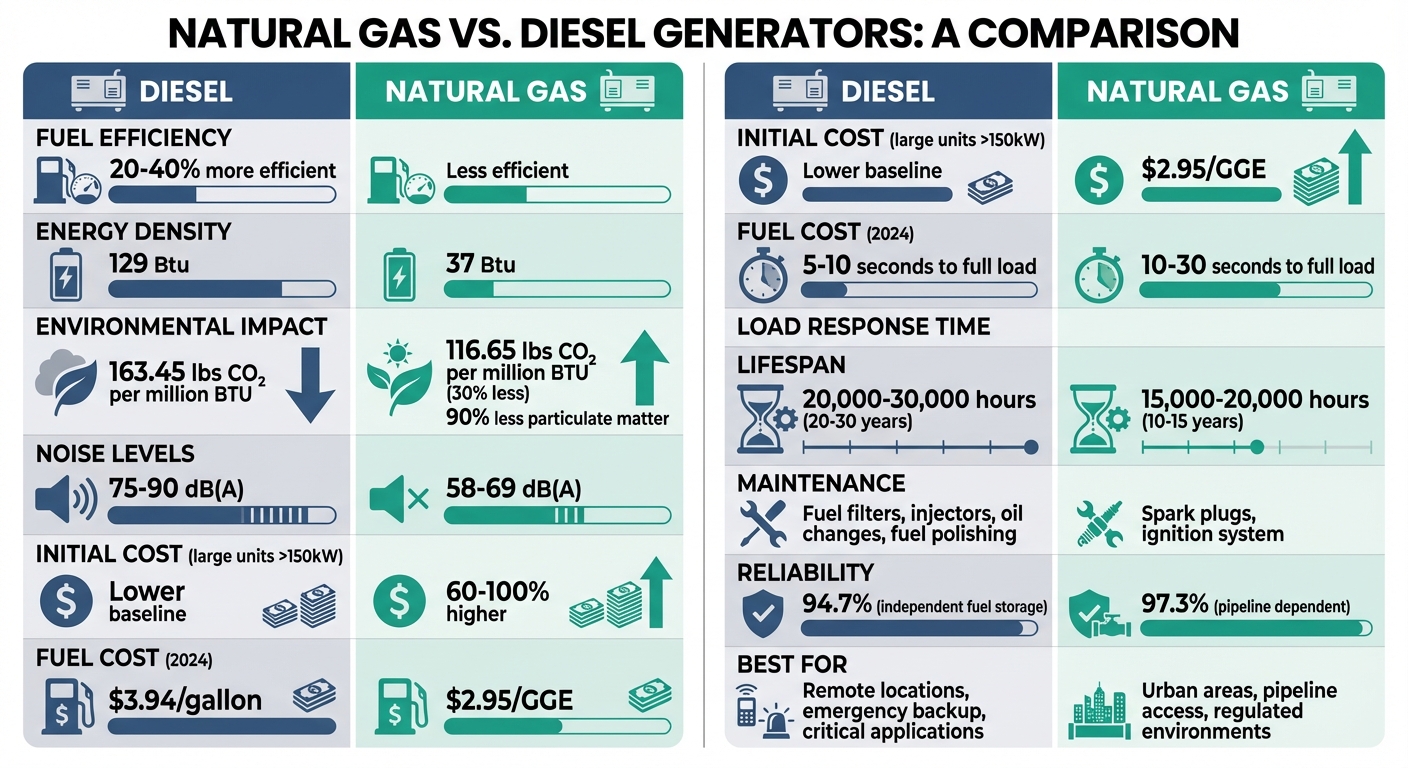 Natural Gas vs Diesel Generators: Side-by-Side Comparison Chart