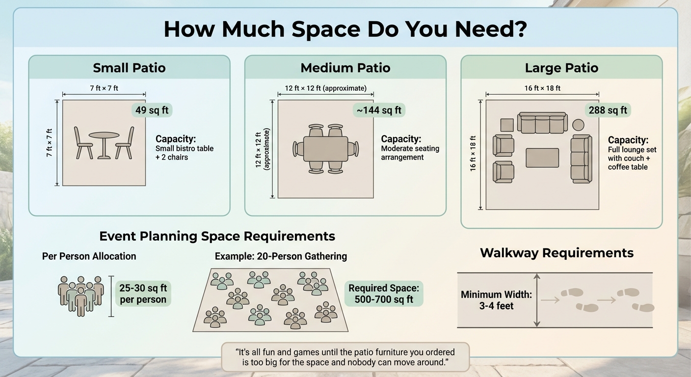 Outdoor Patio Space Planning Guide: Size Requirements and Furniture Capacity