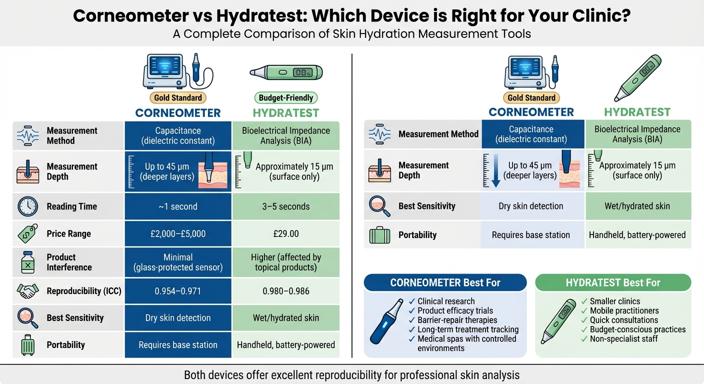Corneometer vs Hydratest: Complete Device Comparison for Skin Hydration Measurement