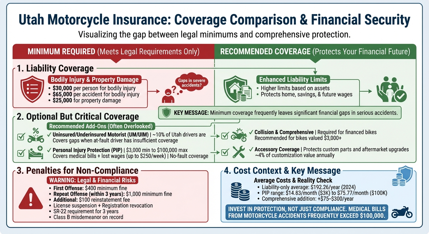 Utah Motorcycle Insurance Coverage Requirements and Recommended Limits