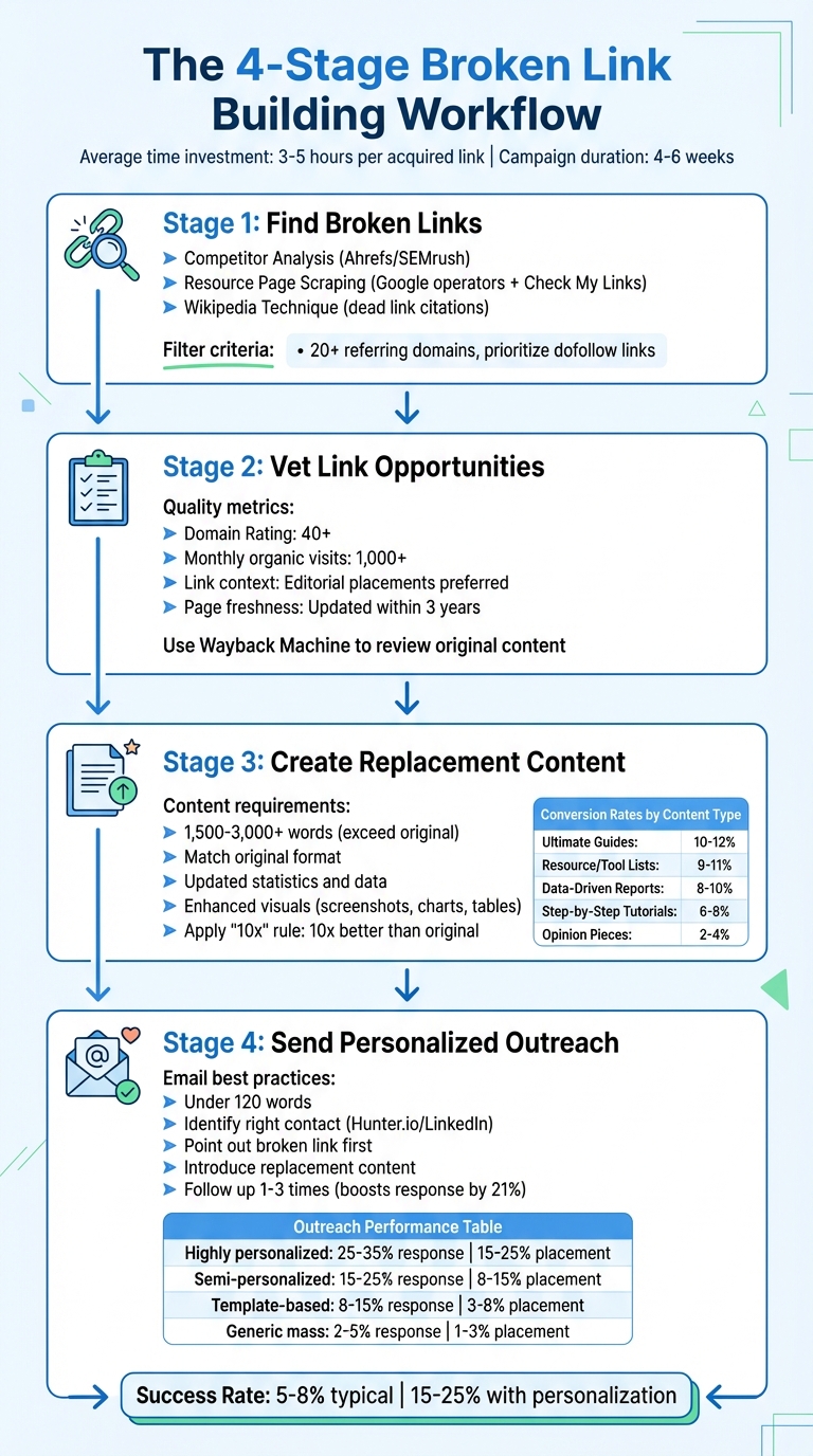 4-Stage Broken Link Building Workflow for SEO Success