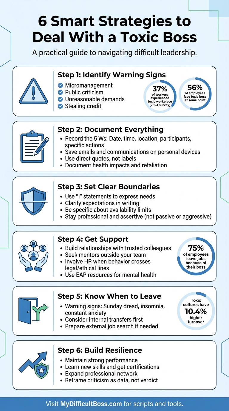 6-Step Guide to Dealing With a Toxic Boss - Infographic © MyDifficultBoss.com