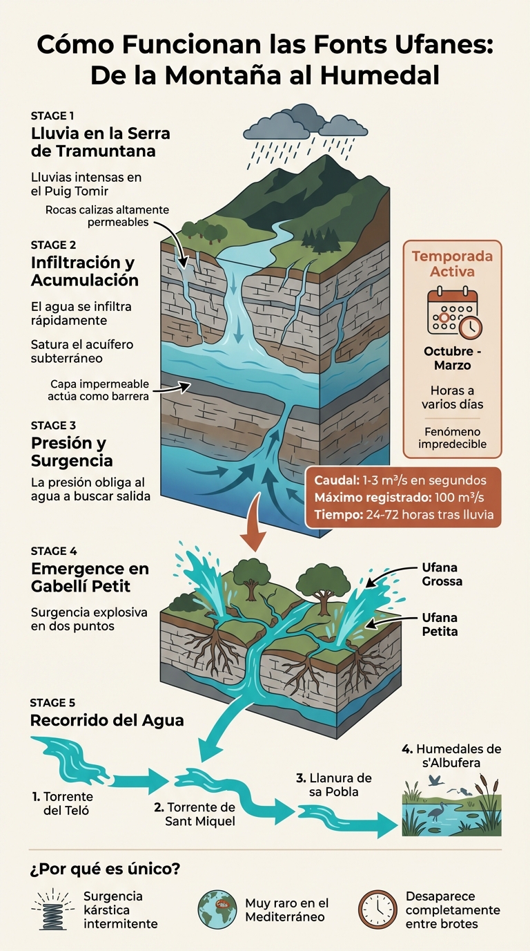 Cómo funciona el sistema hídrico de las Fonts Ufanes en Mallorca