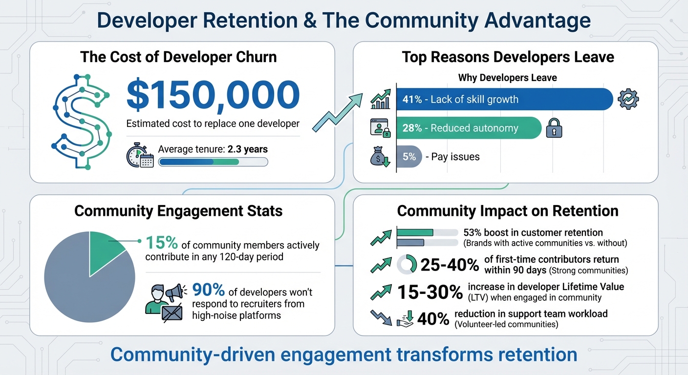 Developer Retention Statistics: Costs, Reasons for Leaving, and Community Impact
