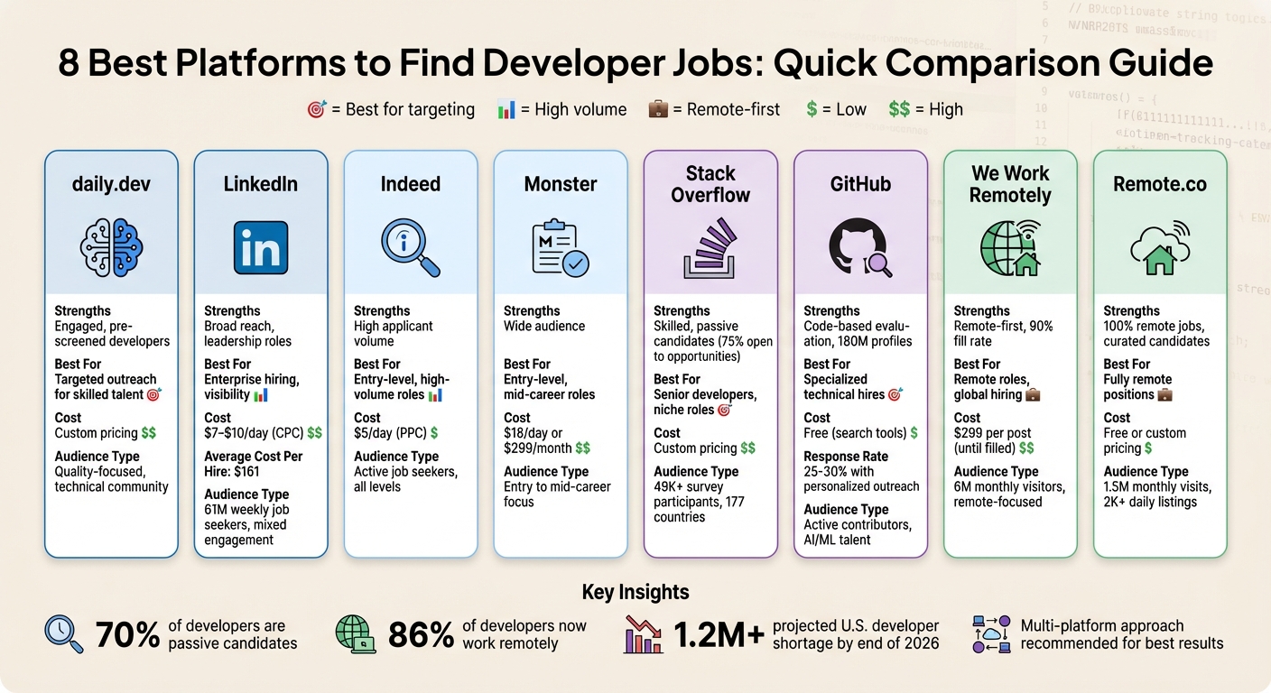 Developer Job Platform Comparison: Costs, Strengths & Best Use Cases