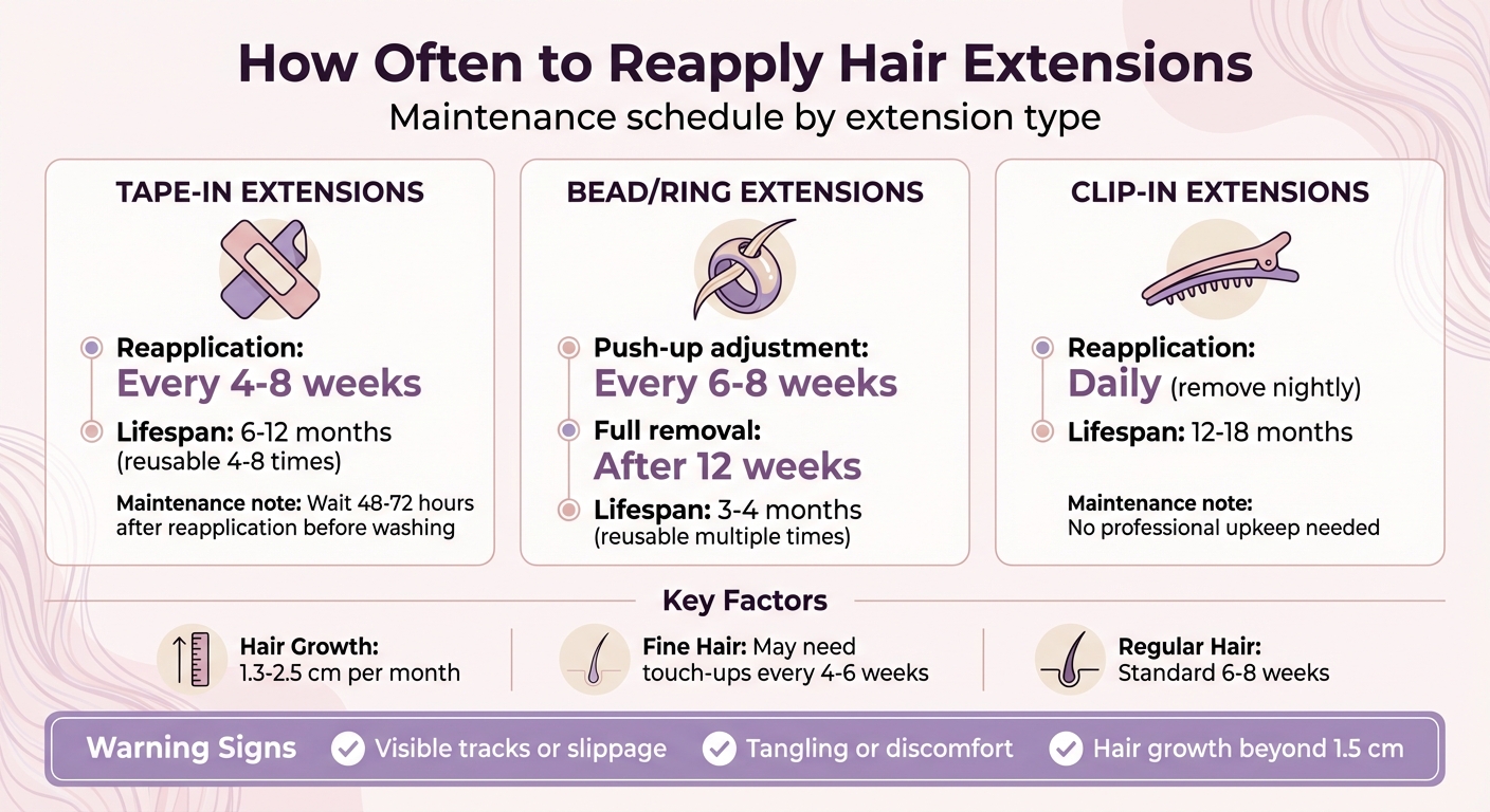 Hair Extension Reapplication Timeline by Type