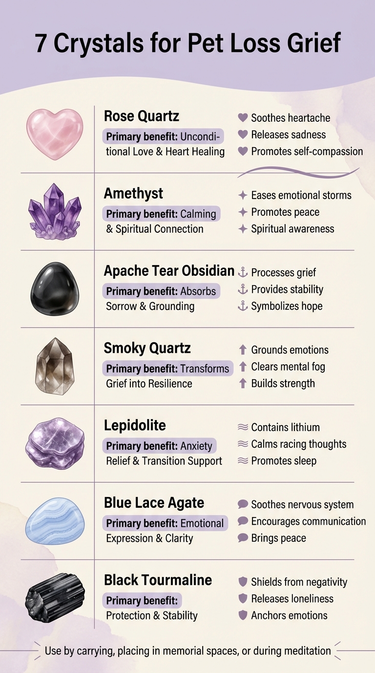 7 Healing Crystals for Pet Loss Grief and Their Properties