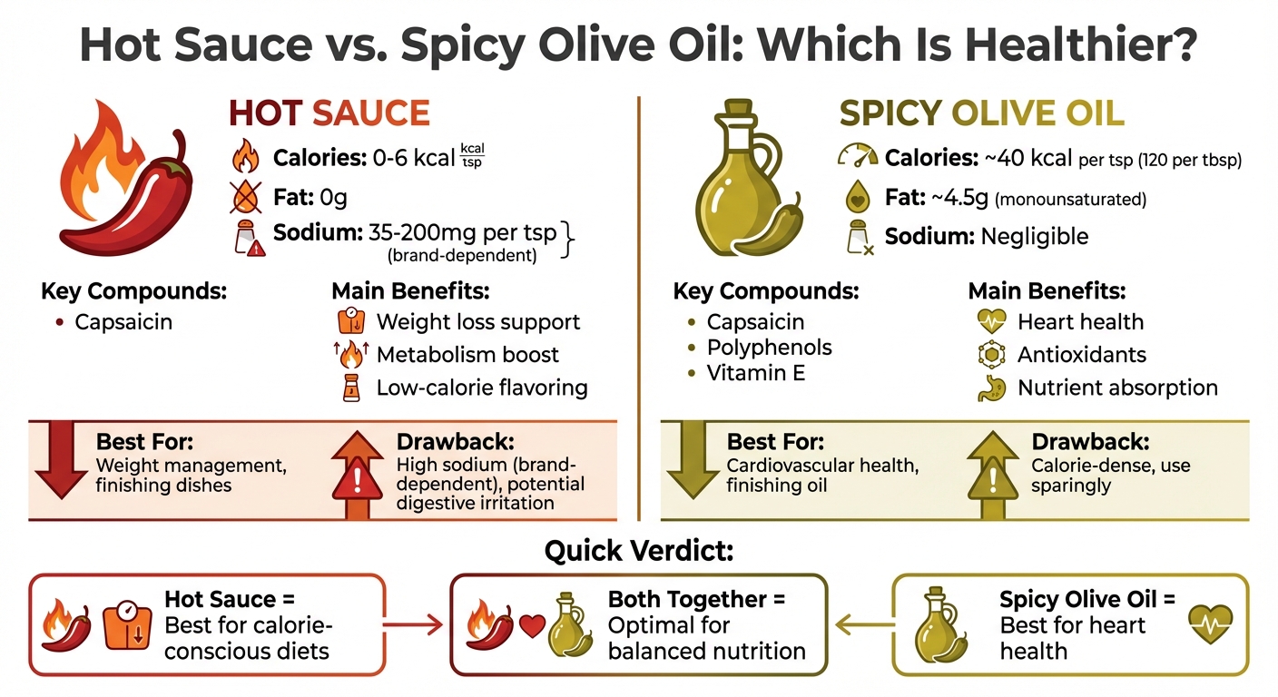 Hot Sauce vs Spicy Olive Oil Nutritional Comparison Chart