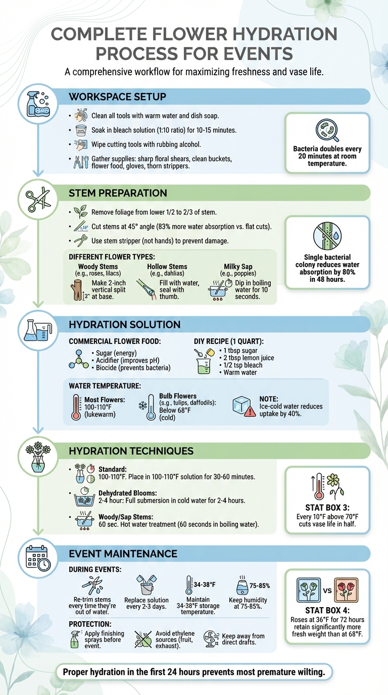 Complete Flower Hydration Process: From Preparation to Event Maintenance