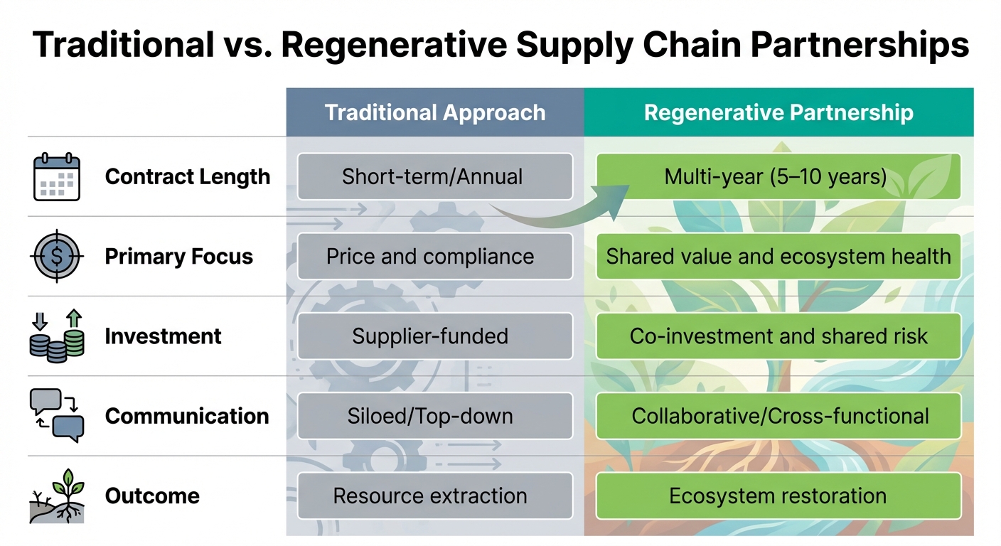 Traditional vs Regenerative Supply Chain Partnerships Comparison