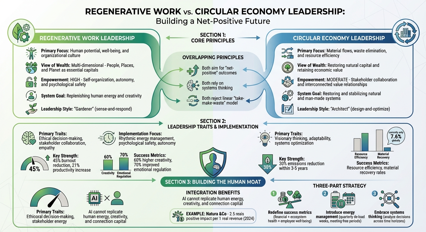 Regenerative Work vs Circular Economy Leadership: Core Principles and Traits Comparison