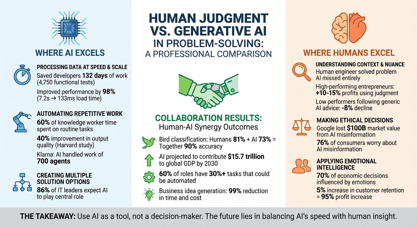 Human Judgment vs AI in Problem-Solving: Strengths and Collaboration Benefits