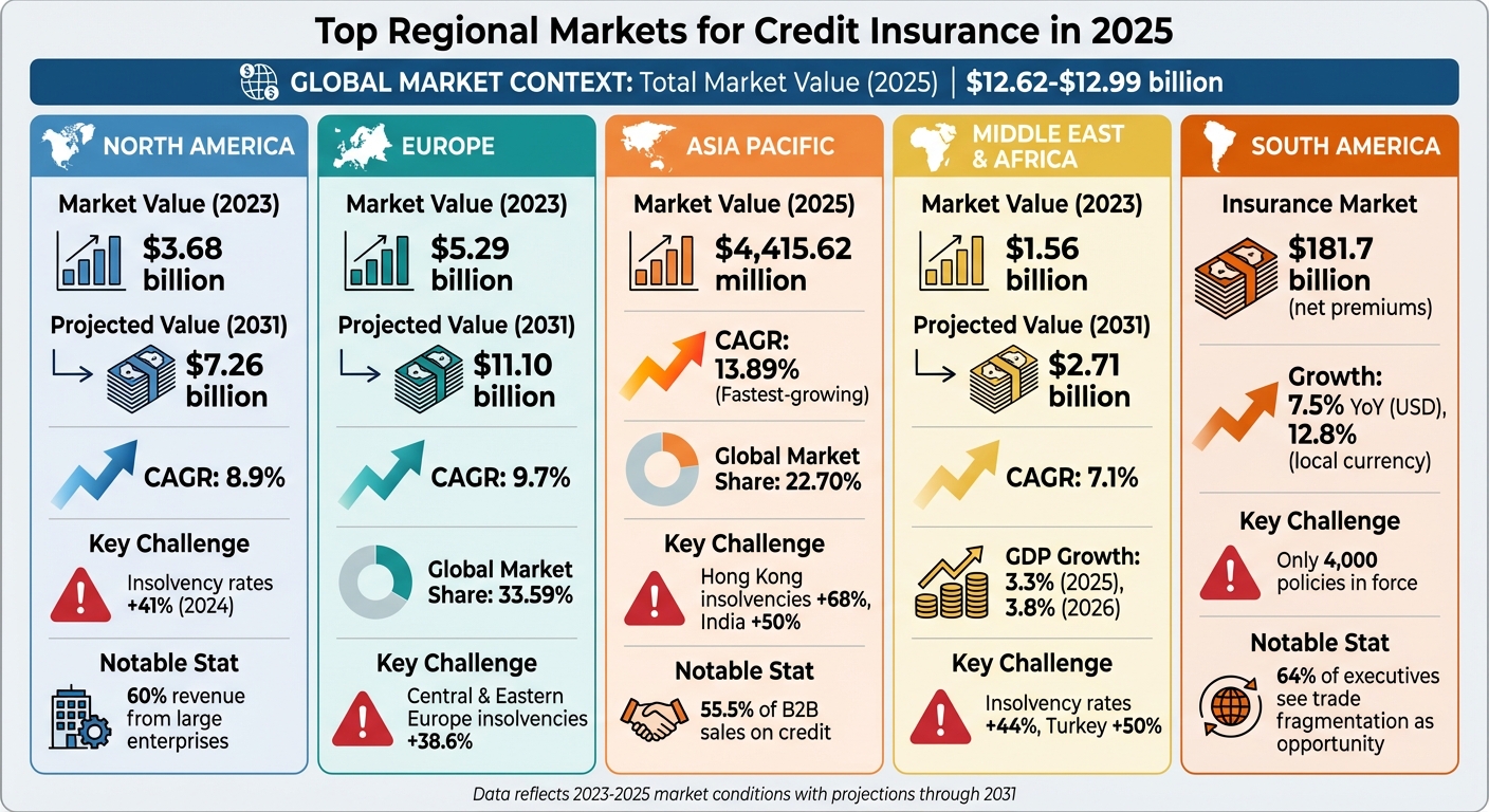 Credit Insurance Market by Region 2025: Market Size, Growth Rates, and Key Challenges