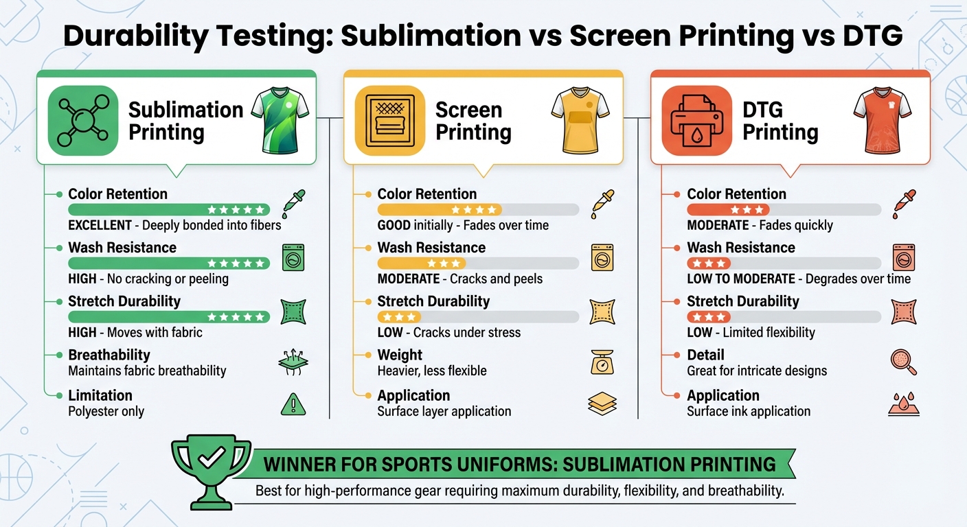 Sublimation vs Screen Printing vs DTG: Durability Comparison for Sports Uniforms