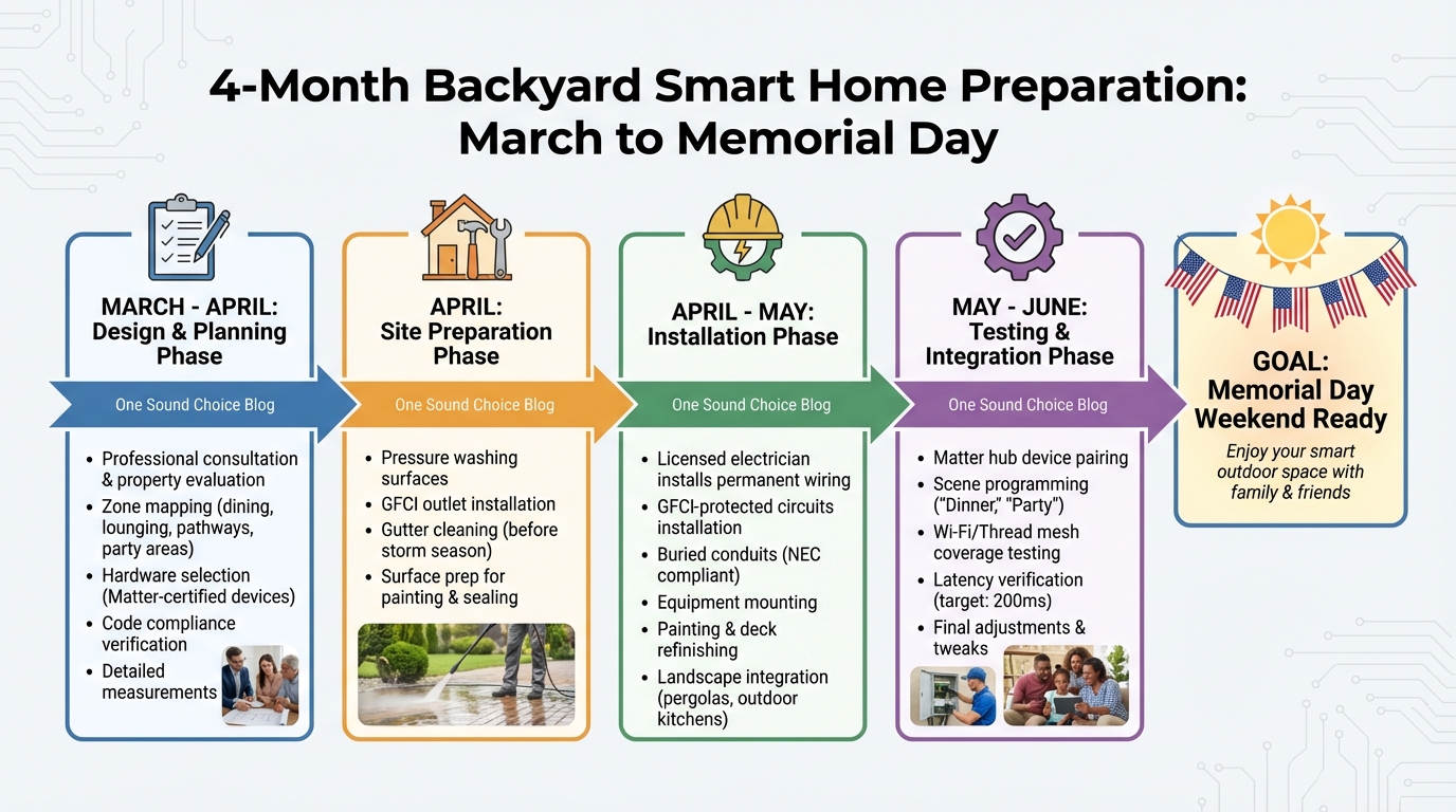 Backyard Smart Home Installation Timeline: March to June Planning Guide