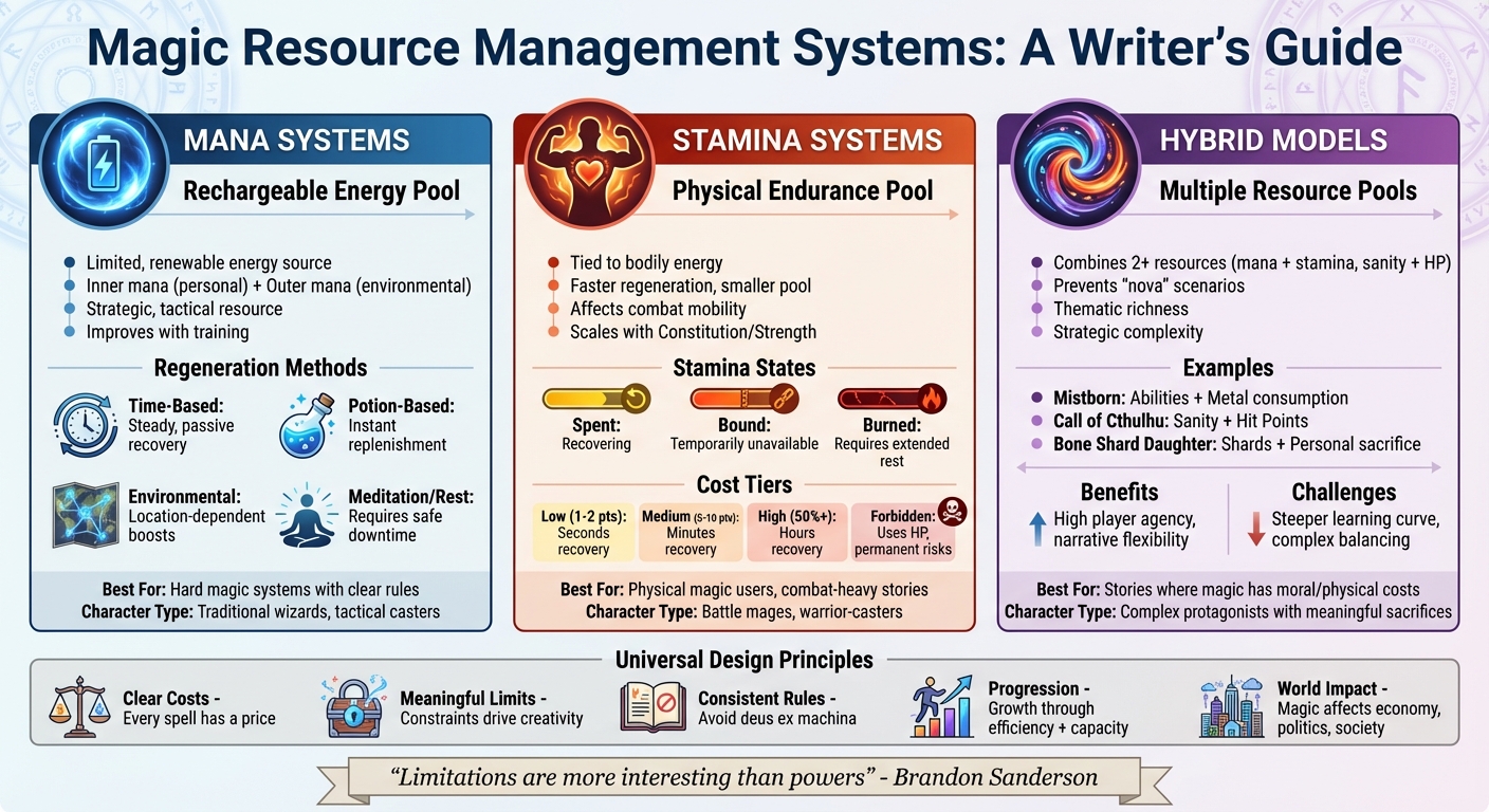 Magic Resource Management Systems Comparison: Mana vs Stamina vs Hybrid Models