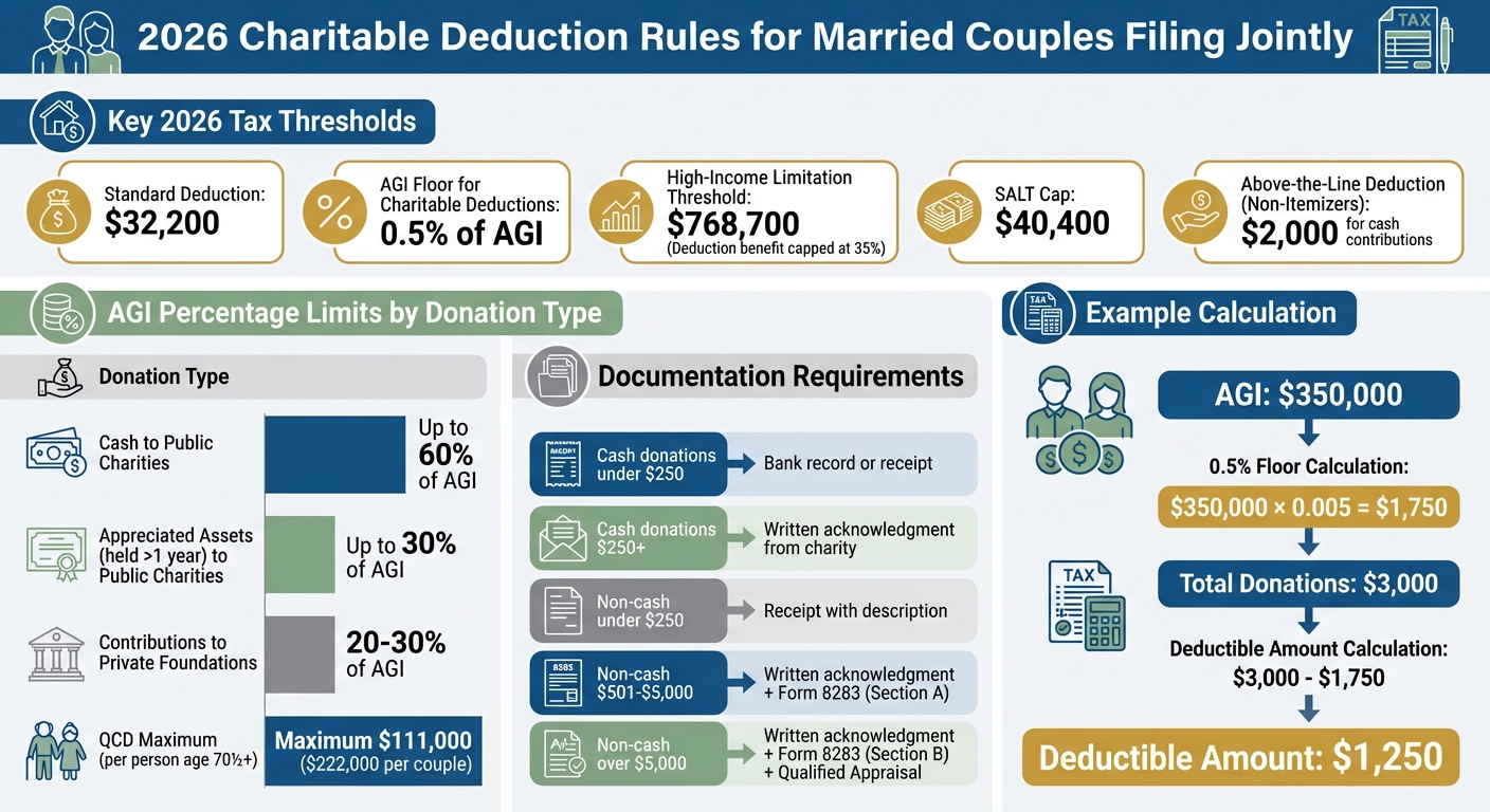 2026 Charitable Deduction Rules and AGI Limits for Married Couples Filing Jointly