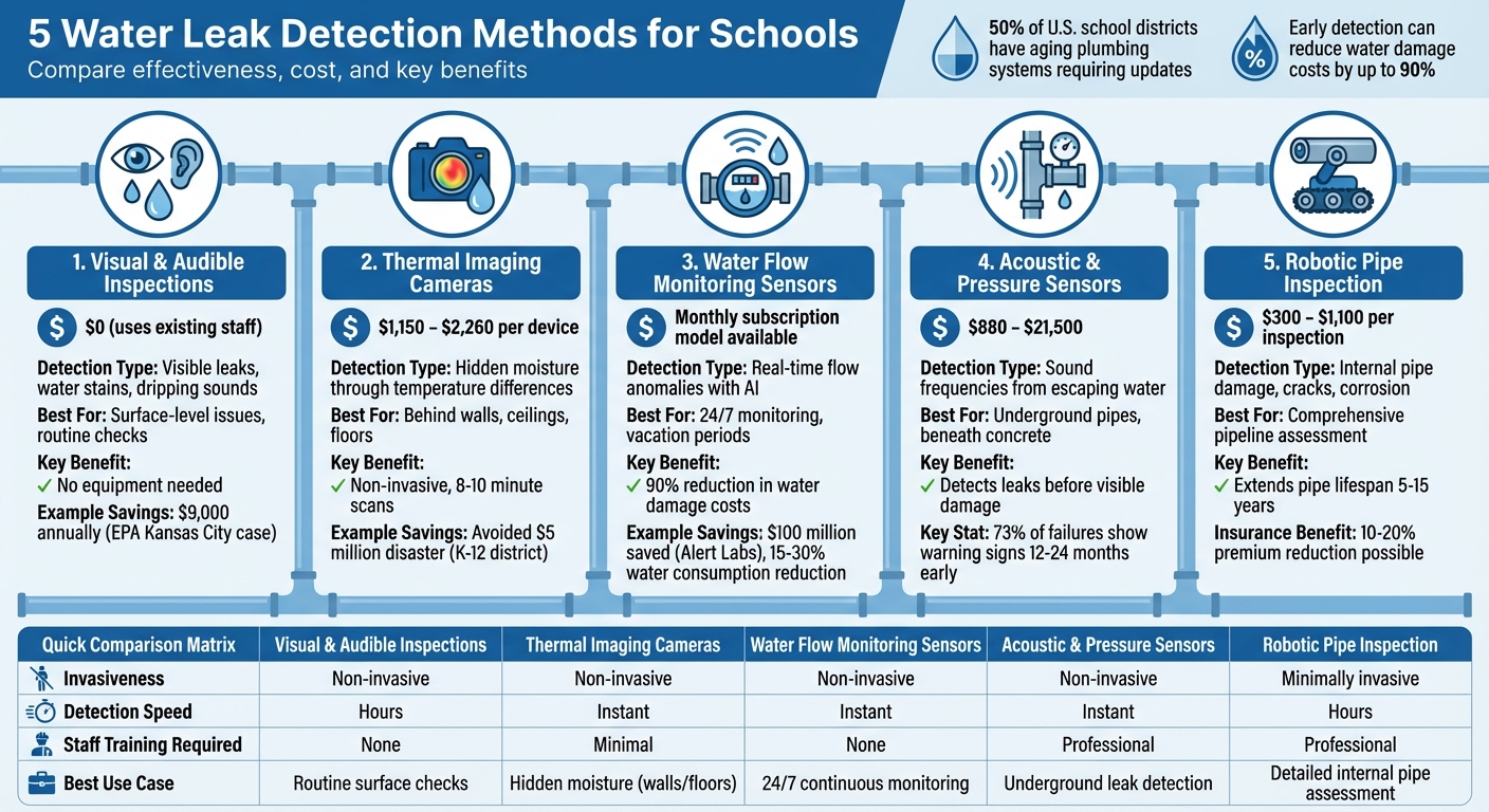 5 Water Leak Detection Methods for Schools: Comparison of Effectiveness and Costs