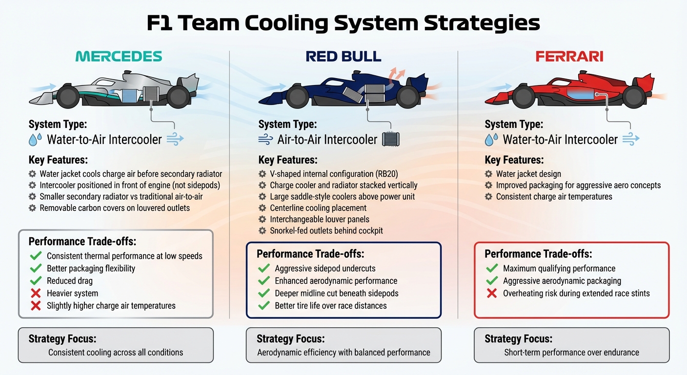 F1 Team Cooling System Strategies Comparison: Mercedes vs Red Bull vs Ferrari