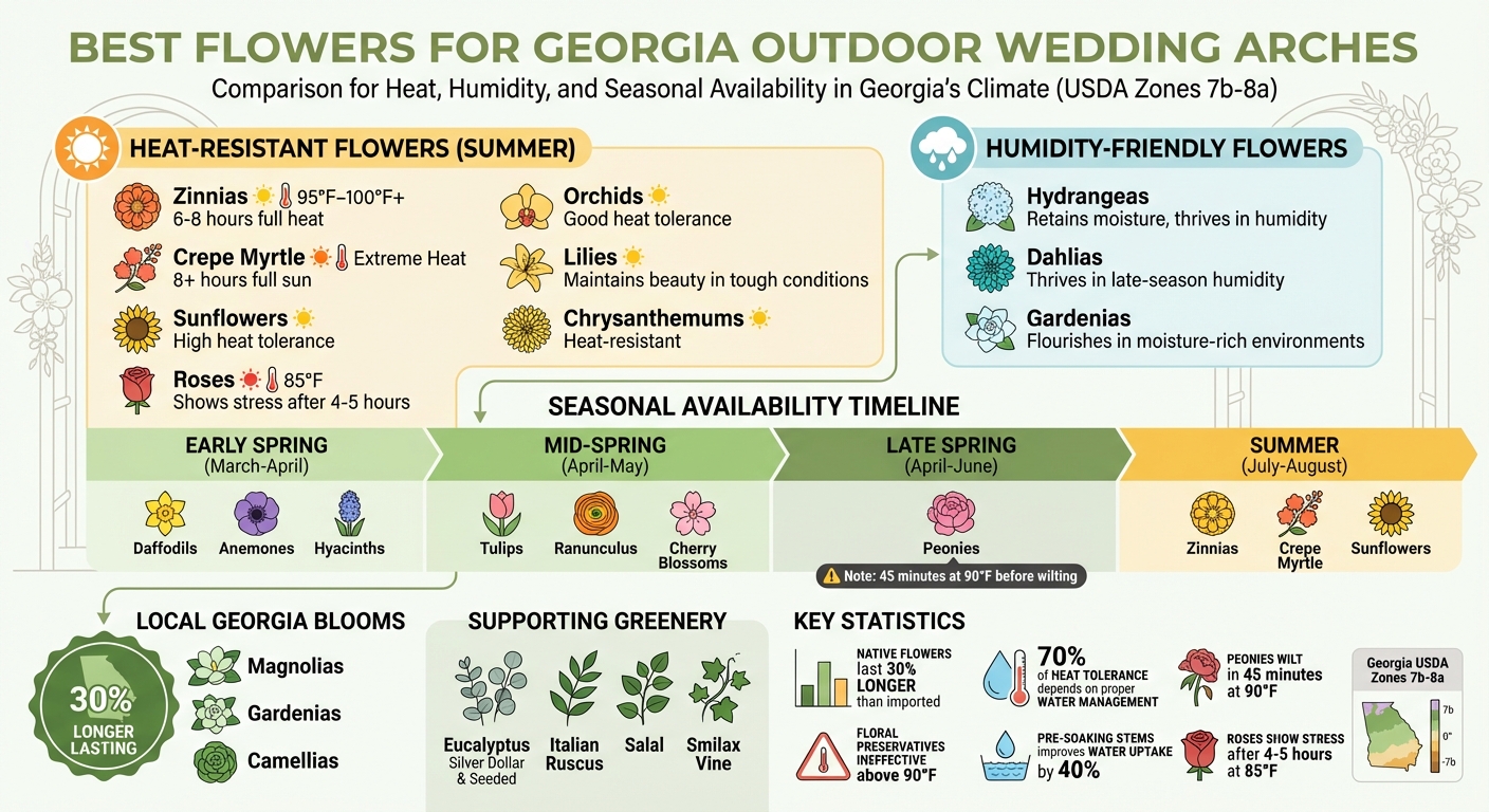 Best Wedding Flowers for Georgia's Climate: Heat Tolerance and Seasonal Availability Guide