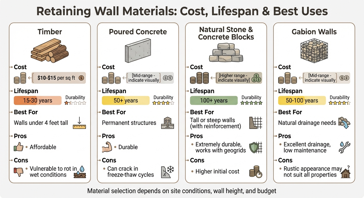 Retaining Wall Materials Comparison: Cost, Lifespan, and Best Uses