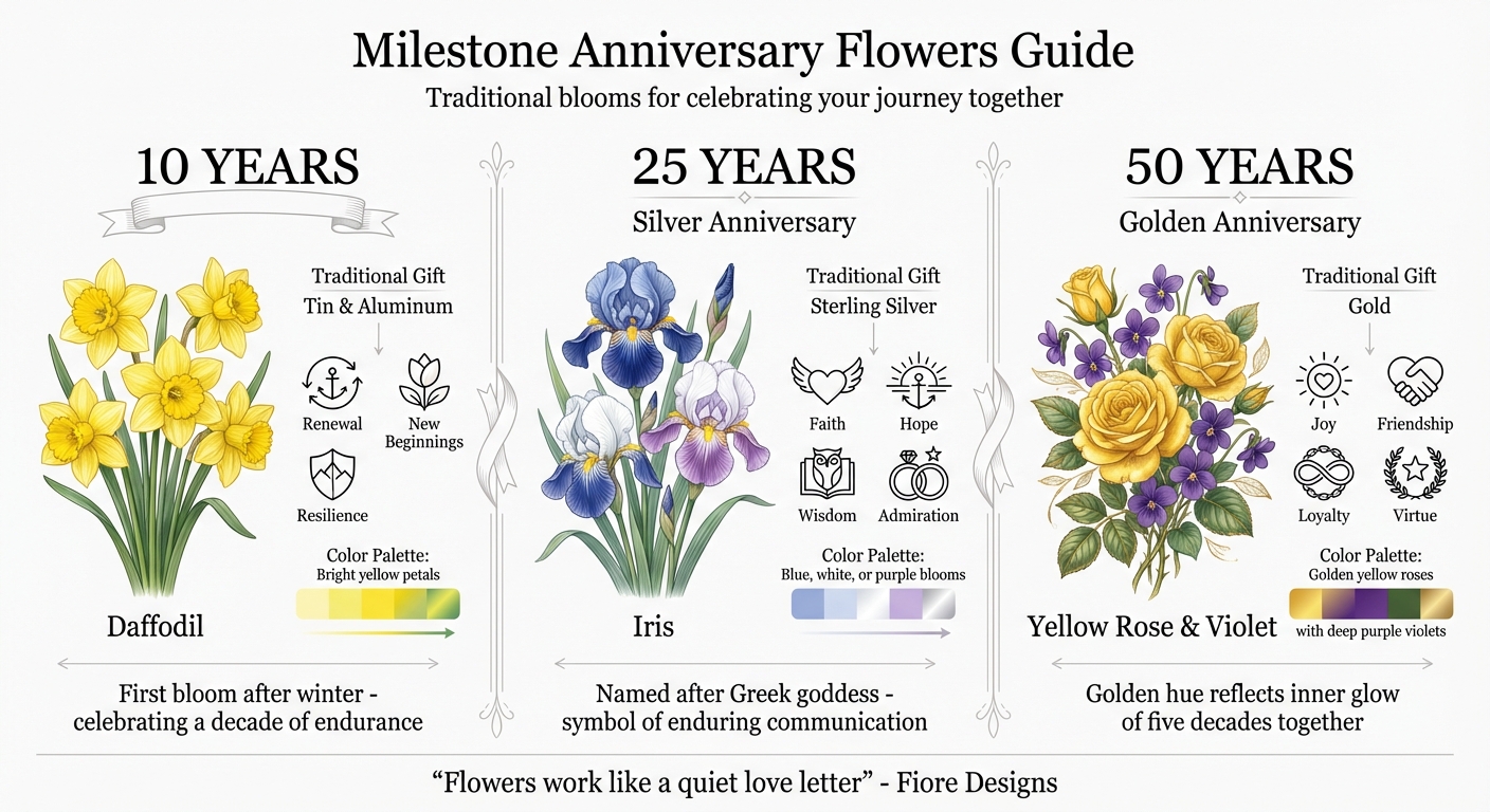 Anniversary Flowers Guide: 10th, 25th, and 50th Milestones
